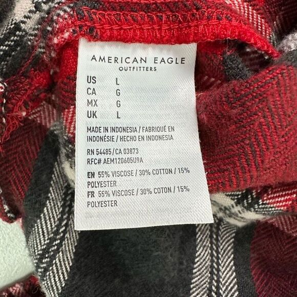 American Eagle Large womens AE Ahh-Mazingly Soft Flannel Shirt Red Gray - Picture 7 of 9